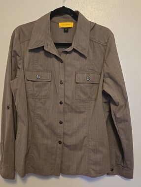 St John Womens Button Front Casual Shirt Grey 95% Wool 16